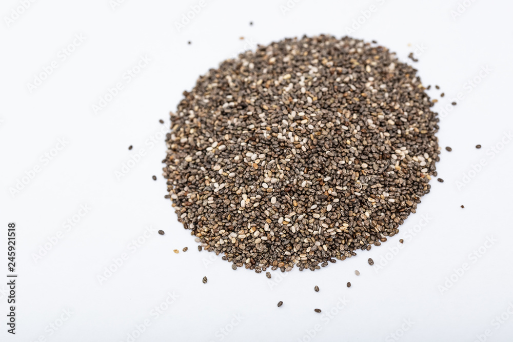 chia seeds on white background chia seeds on white background