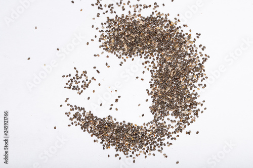 chia seeds on white background