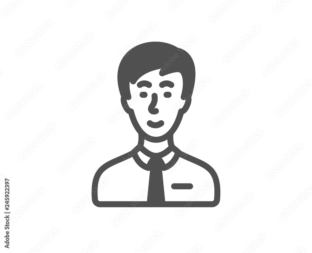Man icon. User or businessman person sign. Male silhouette symbol. Quality design element. Classic style icon. Vector