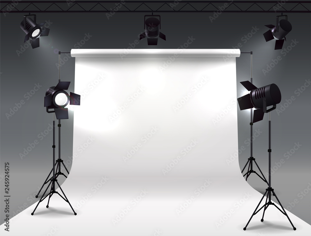 Shooting Studio Lights Composition Vector Adobe Stock
