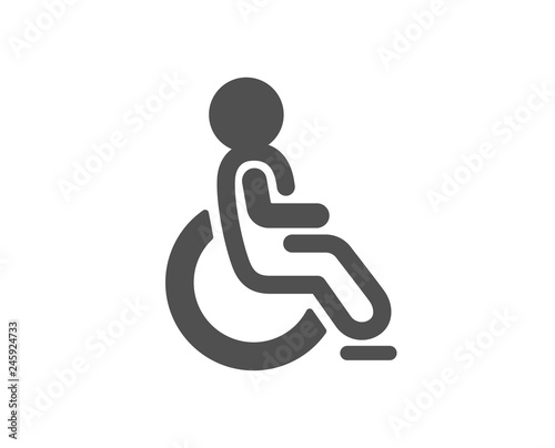 Disabled icon. Handicapped wheelchair sign. Person transportation symbol. Quality design element. Classic style icon. Vector