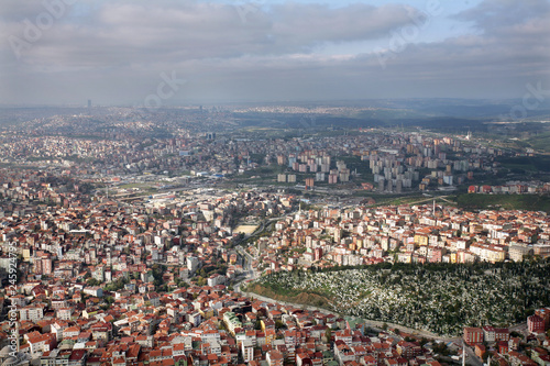 City panorama from air in Istanbul  Turkey.