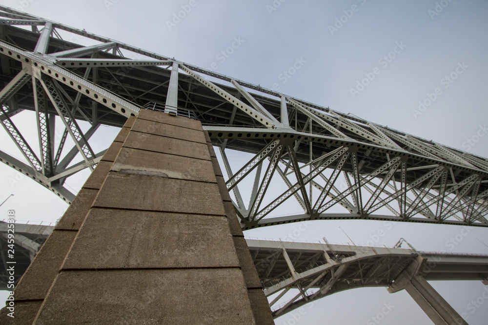 Abstract Bridge Background. Abstract background of the Blue Water Bridge between Port Huron, Michigan, USA and Sarnia, Ontario, Canada.