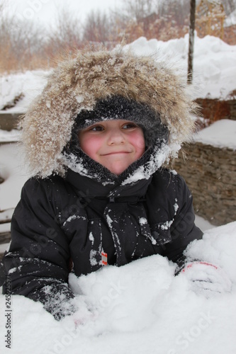 portrait of a boy in winter