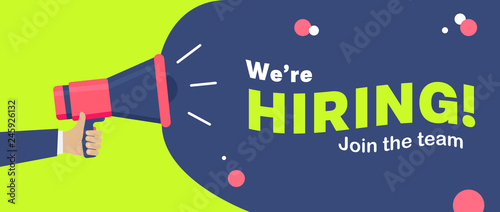 We are Hiring announcement Banner Design with Loud Speaker