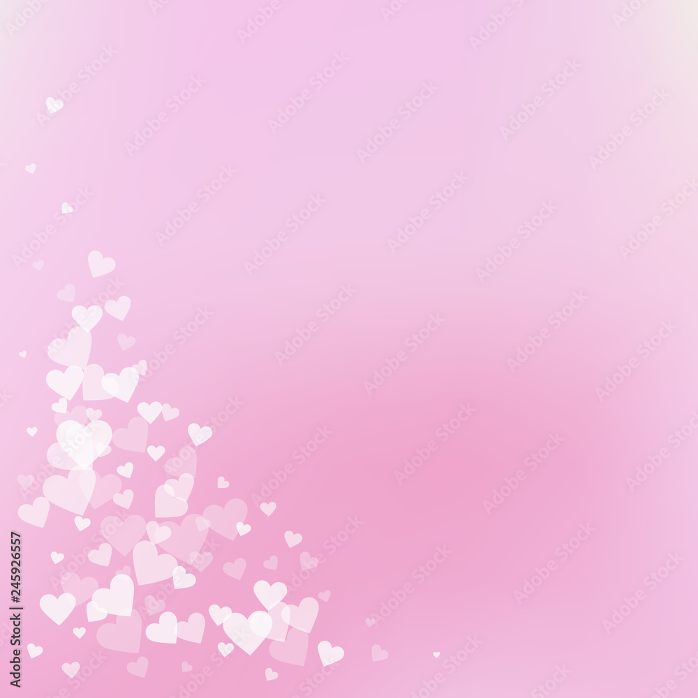 White heart love confettis. Valentine's day corner White heart love confettis. Valentine's day corner