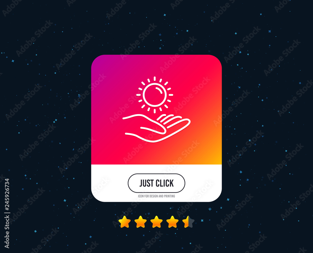 Sun protection line icon. Skin care sign. Web or internet line icon design. Rating stars. Just click button. Vector Sun protection line icon. Skin care sign. Web or internet line icon design. Rating stars. Just click button. Vector