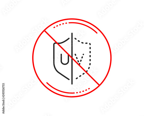 No or stop sign. UV protection line icon. Skin care sign. Healthy body symbol. Caution prohibited ban stop symbol. No  icon design.  Vector