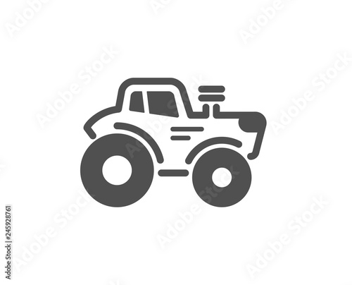 Tractor transport icon. Agriculture farm vehicle sign. Quality design element. Classic style icon. Vector