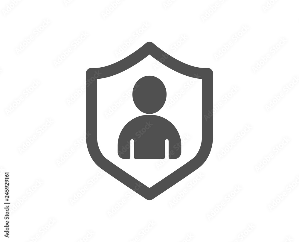 User Protection icon. Profile Avatar with shield sign. Person silhouette symbol. Quality design element. Classic style icon. Vector User Protection icon. Profile Avatar with shield sign. Person silhouette symbol. Quality design element. Classic style icon. Vector