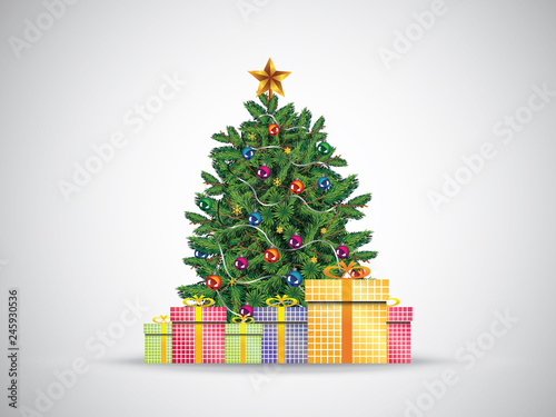 Christmas tree and gifts vector illustration