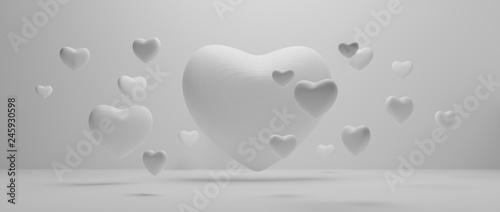 hearts white light grey bac...