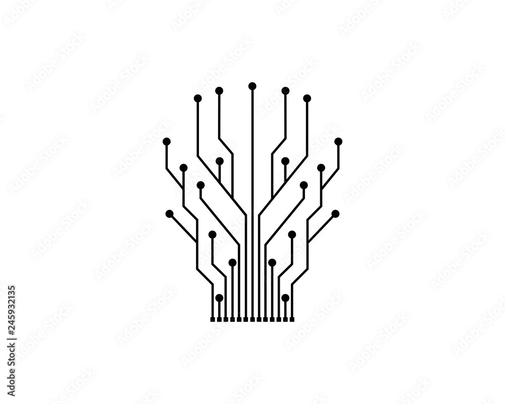 Obraz premium circuit board line bulb concept design