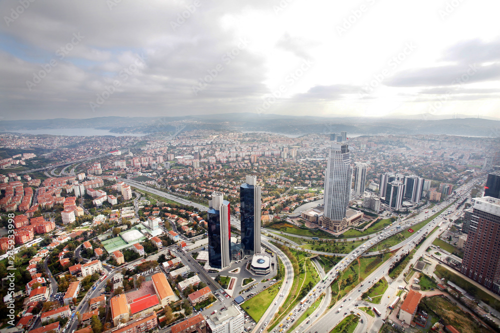 Obraz premium Skyscrapers and Istanbul panorama in Istanbul, Turkey.
