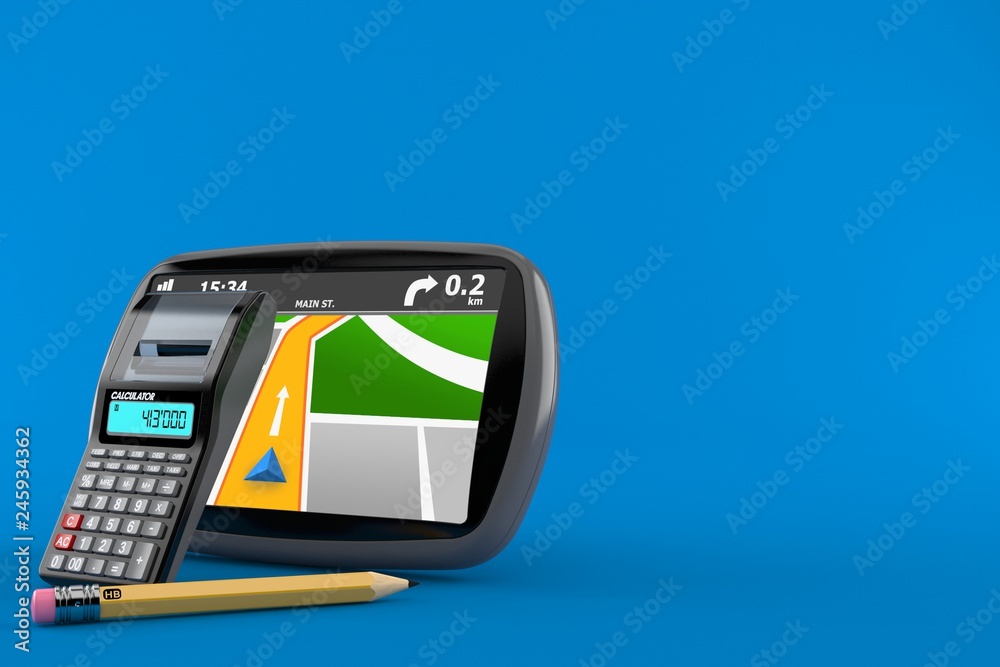 GPS navigation with calculator and pencil