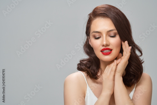 brunette with bright makeup