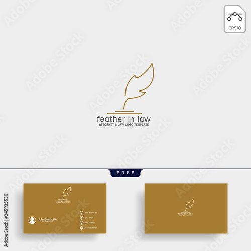 elegant feather attorney logo line design template illustration