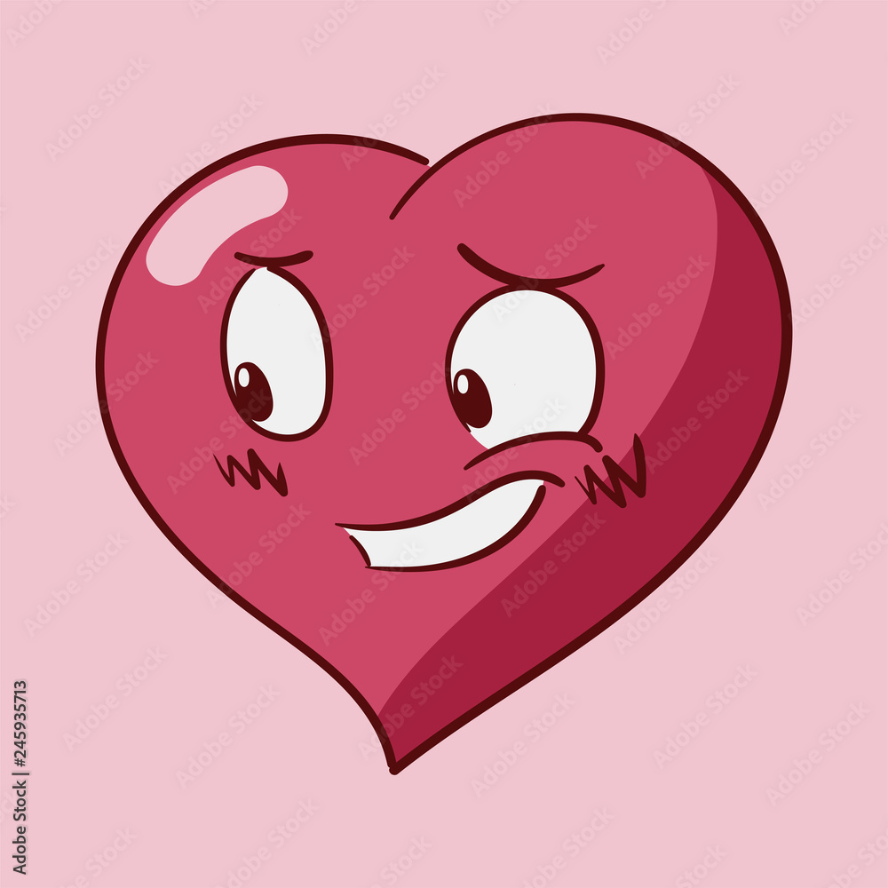 Funny cartoon heart character emotions, St Valentines vector icons, isolated