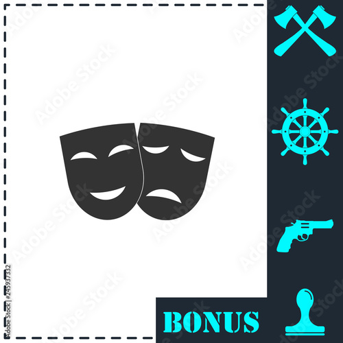 Festive masks icon flat