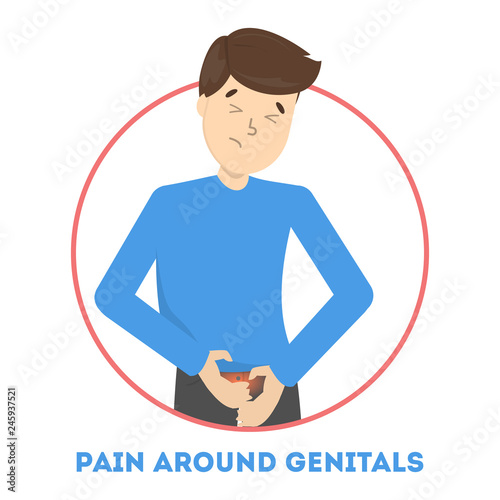 Man feeling pain around genitals. Symptom of herpes