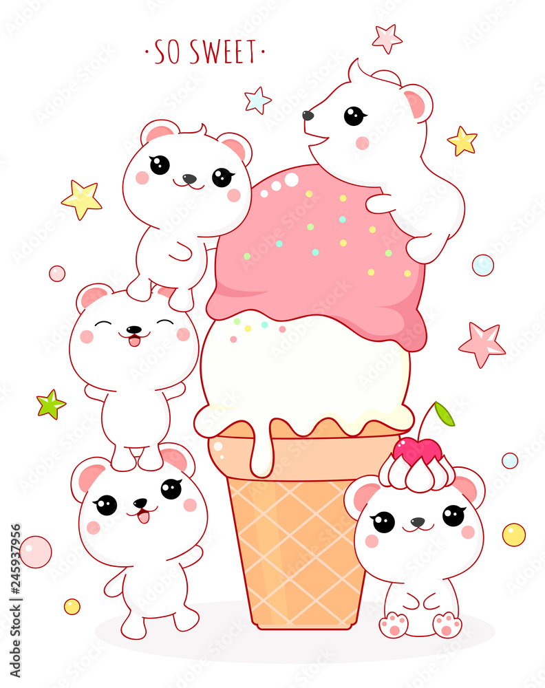 Lovely polar bears with ice cream Lovely polar bears with ice cream