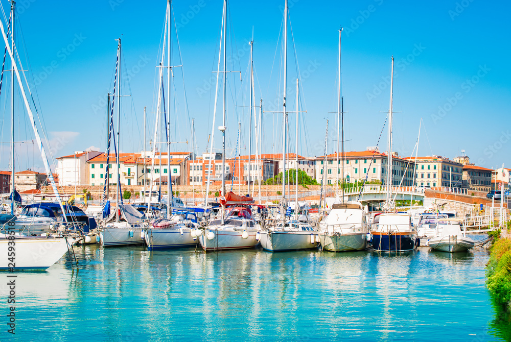 Livorno, Italy. Luxury yachts in port.