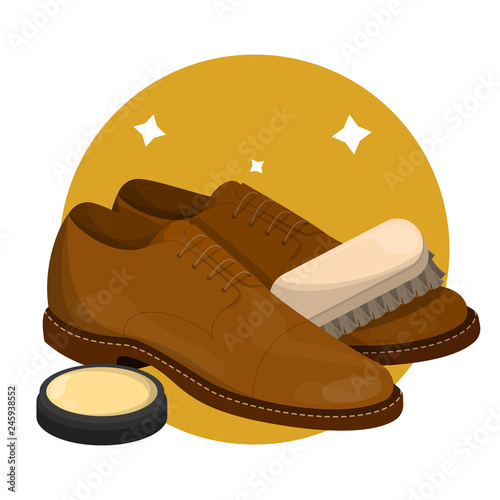 Care for leather shoes. Clean footwear polishing