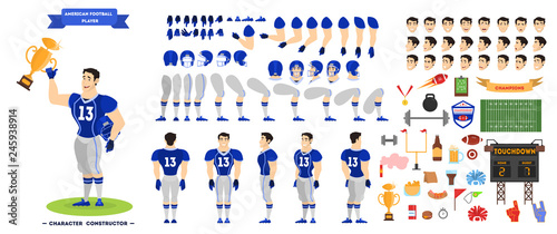 American football player character set for the animation