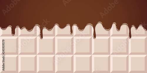 sugar glaze on white chocolate bar background vector illustration EPS10