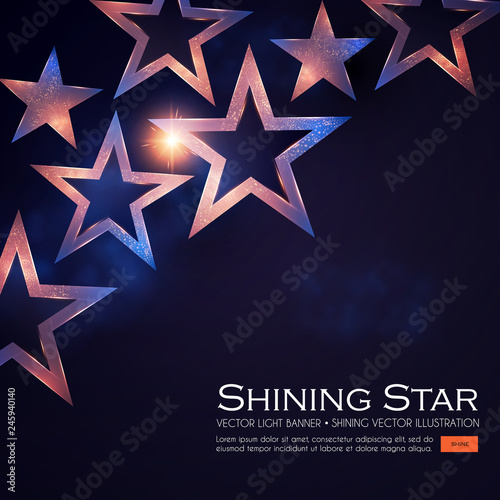Elegant Stars Background with Gold Glitter Effect.