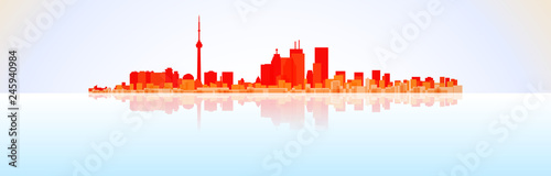 Colorful City Toronto panorama, vector