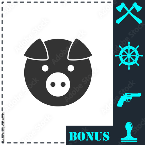 Pig icon flat
