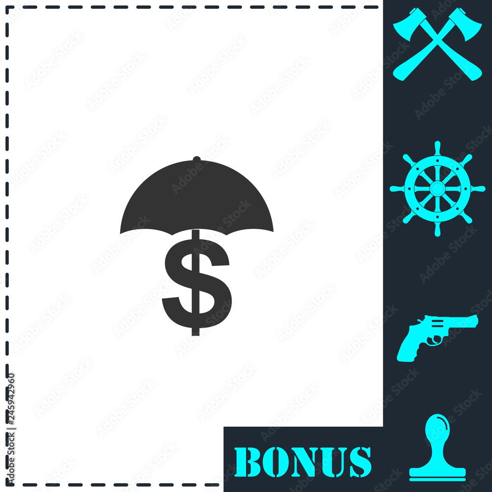 Preservation and protection money icon flat Preservation and protection money icon flat