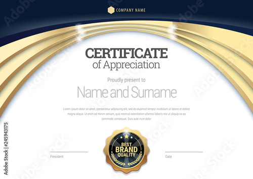 Certificate template. Diploma of modern design or gift certificate.