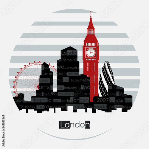 London silhouette vector round label