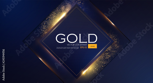 Abstract Overlapping Geometric Background with Gold Glitter Effect.