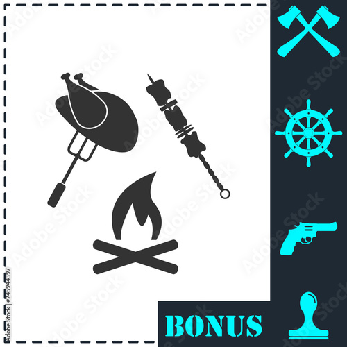 Grill Or Barbecue icon flat