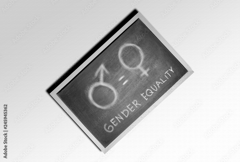 Symbol of equality gender on the blackboard