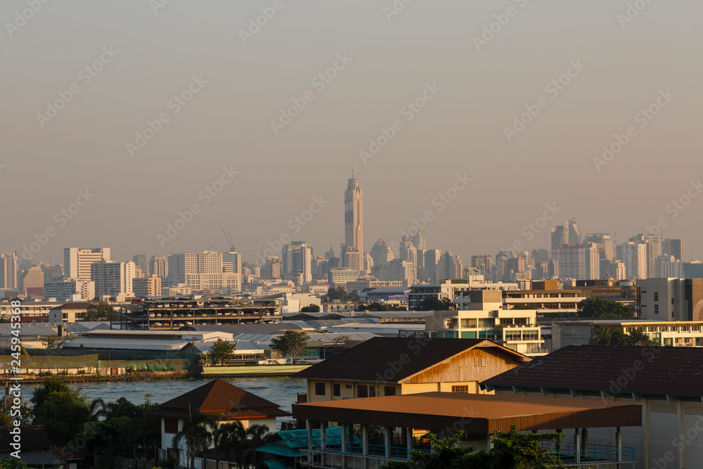 Obraz premium air pollution over Bangkok Thailand, PM2.5, Jan 2019