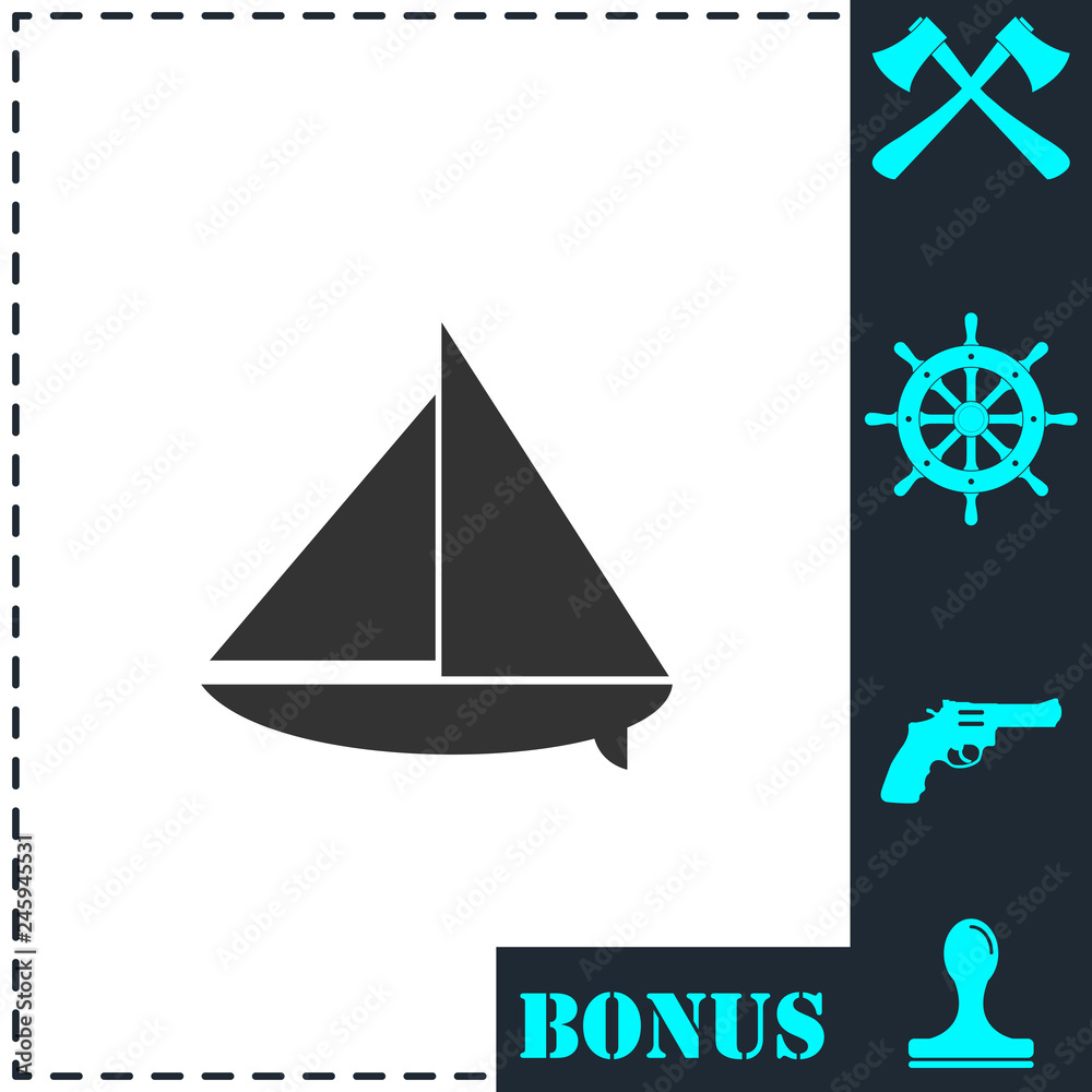 Fototapeta premium Sailing boat icon flat