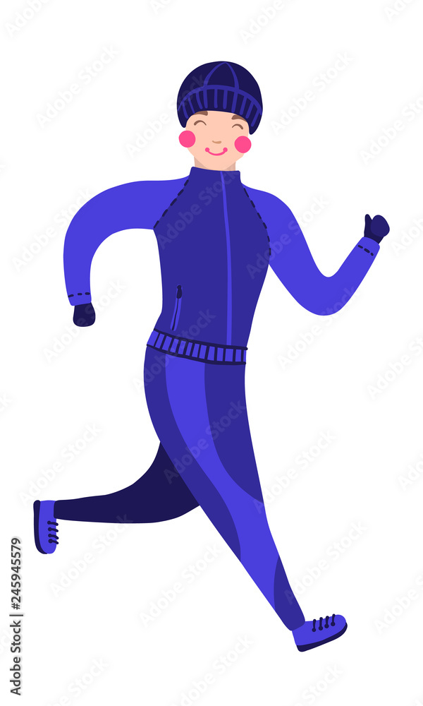 Running man in winter gear isolated on white. Running man in winter gear isolated on white.