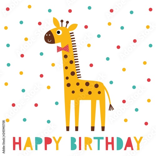Birthday greeting card with a giraffe 