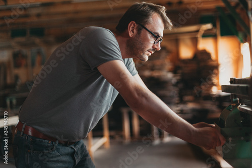 ClOSE UP of Artisan Carpenter Working in his Workshop