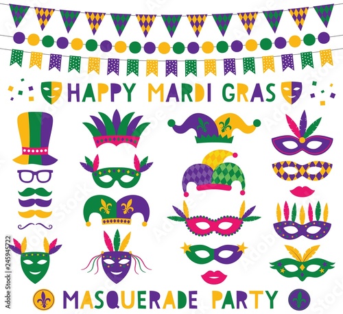 Fototapeta Mardi Gras decoration and party photo booth props