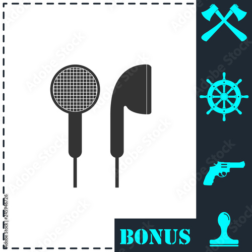 Vacuum headphones icon flat