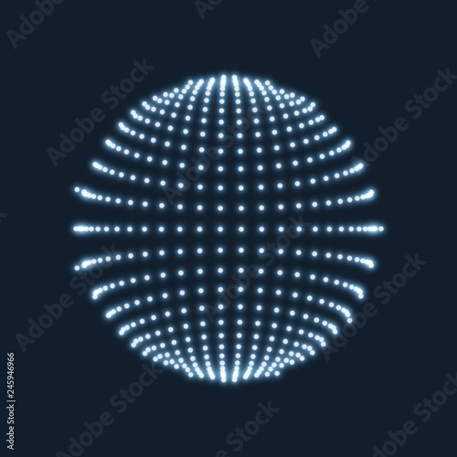 Abstract sphere consisting of points. Technology image of globe. Graphic concept for your design