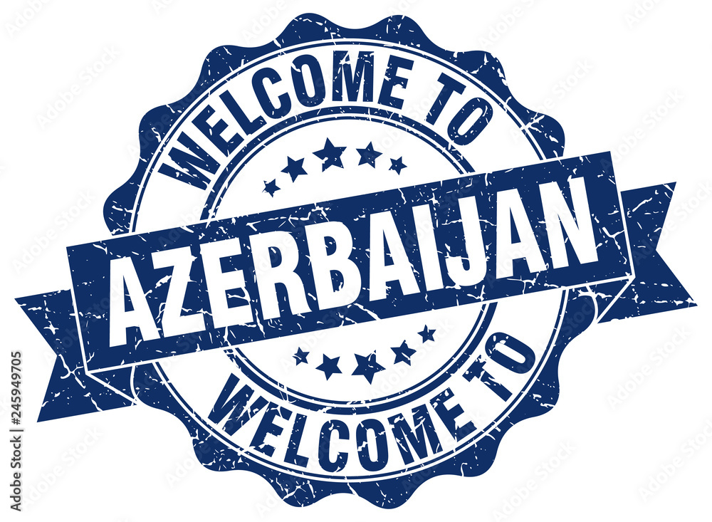 Obraz premium Azerbaijan round ribbon seal