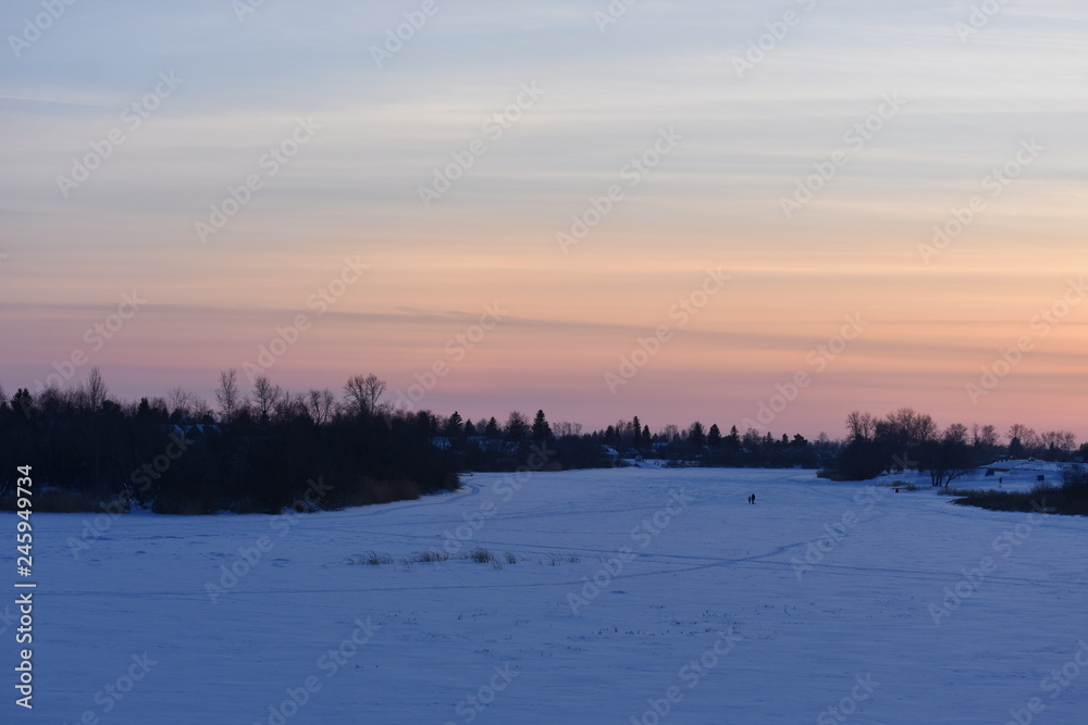 sunset, river in the evening