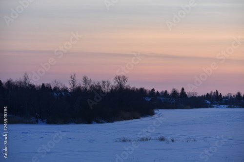 sunset, river in the evening