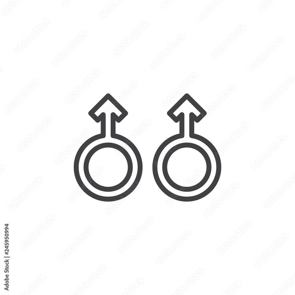 Male sexual orientation line icon. linear style sign for mobile concept and web design. Homosexual gender outline vector icon. Symbol, logo illustration. Pixel perfect vector graphics Male sexual orientation line icon. linear style sign for mobile concept and web design. Homosexual gender outline vector icon. Symbol, logo illustration. Pixel perfect vector graphics